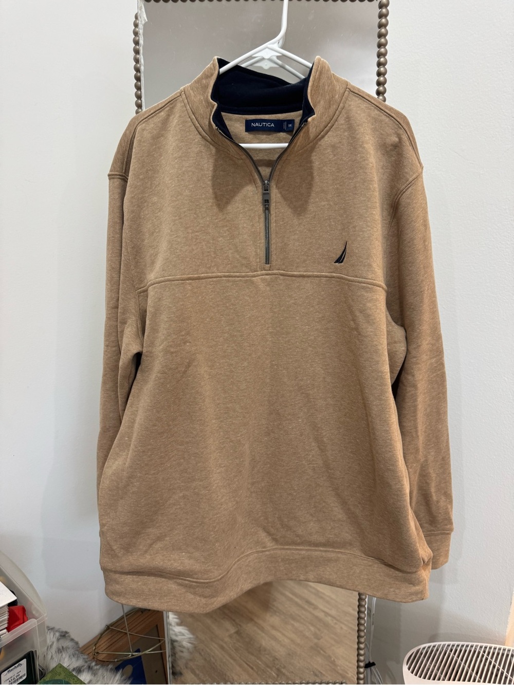 Nautica Men’s Tan Quarter-Zip Sweatshirt XXL